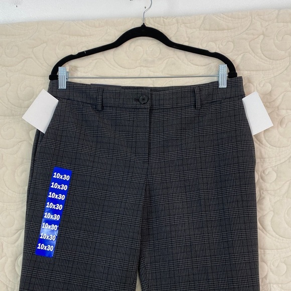 NEW Hilary Radley Gray Plaid Dress Pants Straight Leg Trousers - Picture 10 of 13